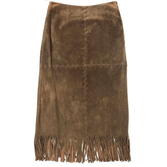 Urban hillbilly genuine suede fringe skirt M - Picture 3 of 6